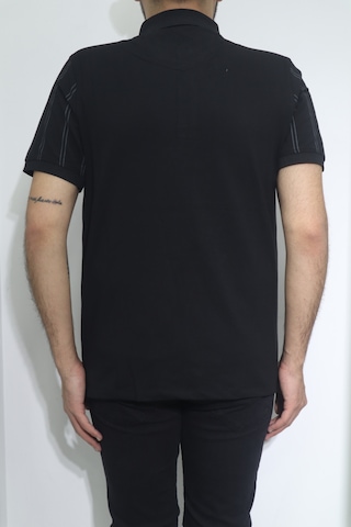 Santa Dmctekstil Erkek İnce Çizgili Spor Kesim Rahat Kalıp Polo Yaka T-shirt Siyah