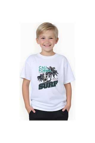 Fyk Kids Erkek Çocuk Yazlık Surf Baskılı Alt-üst Takım Beyaz