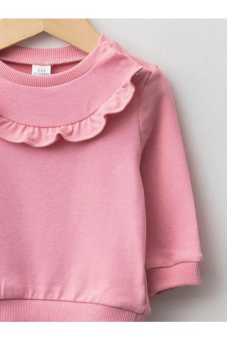 LC Waikiki Lcw Baby Pembe Bisiklet Yaka Uzun Kollu Kız Bebek Sweatshirt 2'li Pınk
