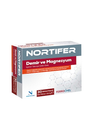 Nortifer Demir Ve Magnezyum İçeren Takviye Edici Gıda 30 Kapsül