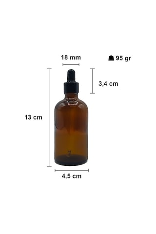 Afracam Amber 100 Ml Metal Kapaklı Dropper Damlalık Cam Şişe Siyah