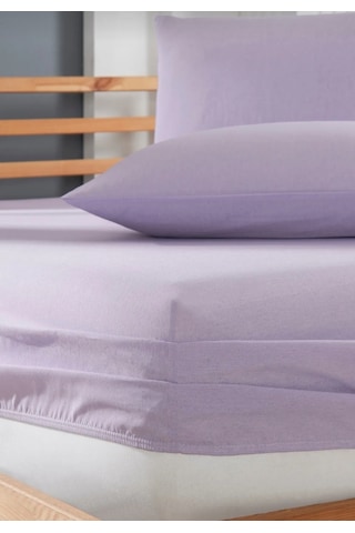 Totem Ranforce Pamuklu Lila Yastık Kılıflı Lastikli Çarşaf Takımı