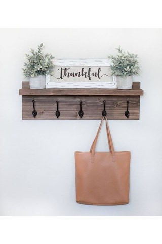 Halevia Ahşap Klasik Duvar Askılık. Ceviz