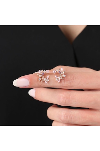 Mia Vento Masal Bahçesi Rose Renk Flowers Gümüş Küpe