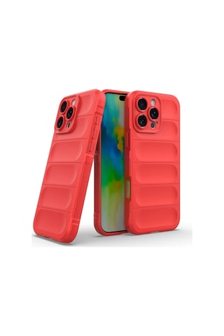 Apple Uyumlu iPhone 16 Pro Silikon Kılıf - Kamera Korumalı Esnek Airbag Kapak - Kırmızı