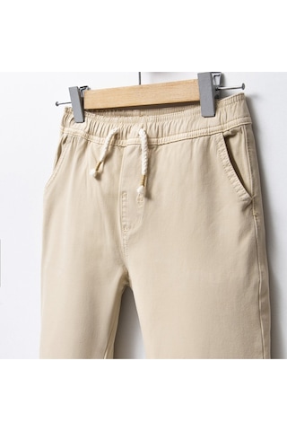 Overdo Kids Erkek Çocuk Paçası Beli Lastikli Jogger Pantolon Bej