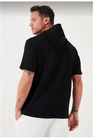 Wear Vexel Erkek Kapüşonlu Tişört Kısa Kol Düz Oversize T-shirt - Siyah Çok Renkli