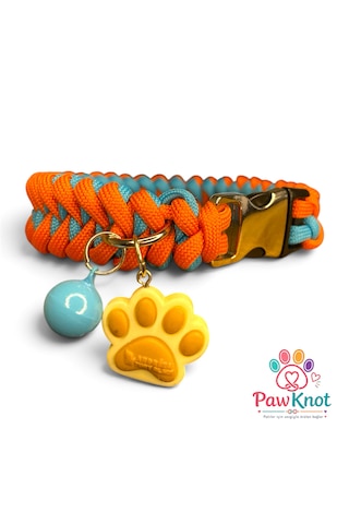 Pawknot Blue Mandarin Paracord Kedi/köpek Tasması El Emeği Handmade Mavi - Turuncu