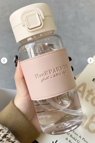 500 Ml Pipetli Plastik Suluk- Deri Kaplamalı-taşınabilir-sızdırmaz-öğrenciler Uygun Pembe