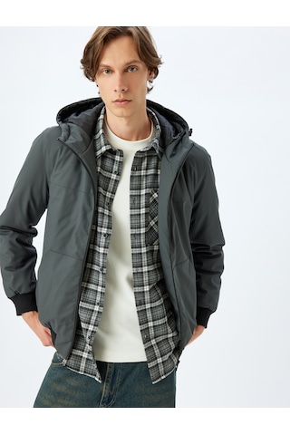 Koton Mevsimlik Ceket Slim Fit Fermuarlı Gri 5wam20067hw Gri