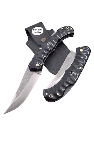 El Yapımı N690 Böhler Çelik Isıya Suya Dayanıklı Siyah Kompakt Kabzeli Kilitli Yaylı Çakı siyah