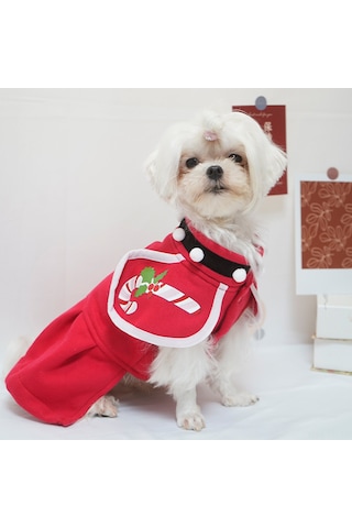 Vkemall Kırmızı Noel Köpek Mantosu, Polyester, L Beden Göğüs:48cm, Sırt:35cm, Boyun:36cm