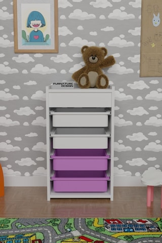 4 Sepetli Oyuncak Dolabı Çok Amaçlı Dolap Beyaz - Beyaz&Pembe Beyaz