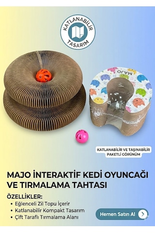 Akordiyon Karton Kedi Oyuncağı, Toplu Ve Kedi Otu Hediyeli
