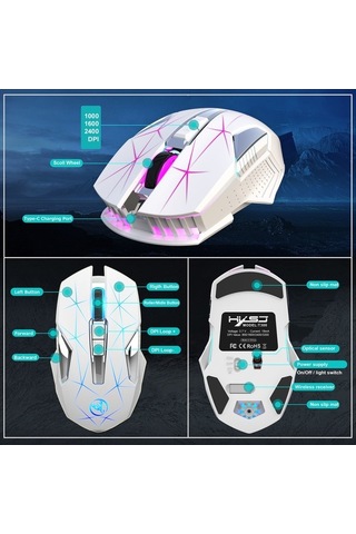 Novahub Usb Kablosuz Hxsj T300 Ergonomik Fare - 3 Dpı Ayarı, 600mah Pil, 7 Tuşlu Optik Mouse Optik