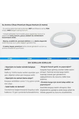 Su Arıtma Cihazı Hortumu Beyaz 6 Mm 1/4 Inç Tüm Arıtma Cihazlarına Uyumlu 5 Metre