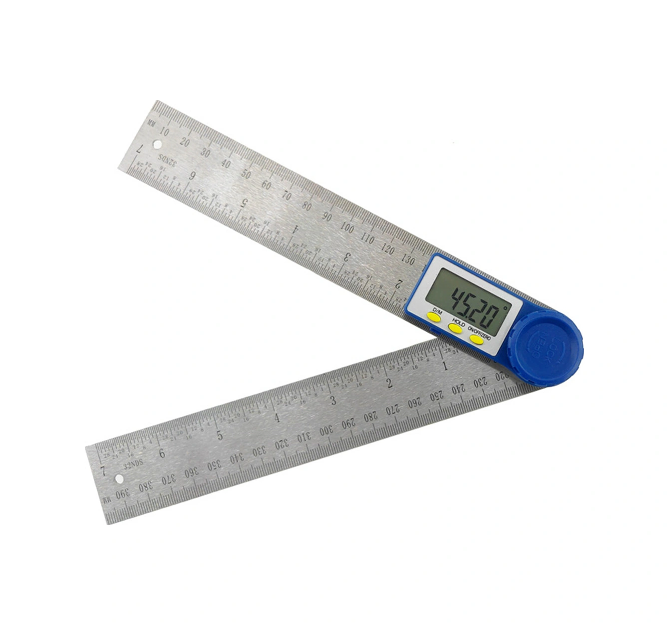 Folinda 200mm Paslanmaz Çelik Dijital Açı Ölçer - 0-360 Hassasiyetli, Lcd Ekranlı, Uzunluk Ve Açı Ölçümü