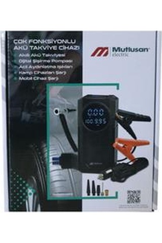 Mutlusan 10.000 Mah Çok Fonksiyonlu Akıllı Akü Takviyesi-dijital Şişirme Pompası-ı 999 999 53001 Siyah