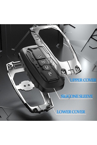 Jeemson Ford 5 Tuşlu Akıllı Anahtar Koruması - Fusion, Explorer, Mustang, F150 Vb. Uyumlu Metal Kılıf, Düşme Ve Çizikten Koruma, Yuvarlak Kanca İle