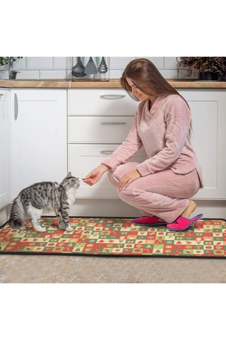 Noel Desenli 2'li Mutfak Matı, Anti-yorgunluk, Yastıklı Ve Kaymaz, Mutfak Ve Ofis İçin Noel Simge Izgarası