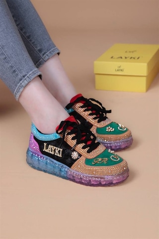Astra Taşlı Desenli Şeffaf Taban Renkli Kadın Sneaker-renkli Çok Renkli