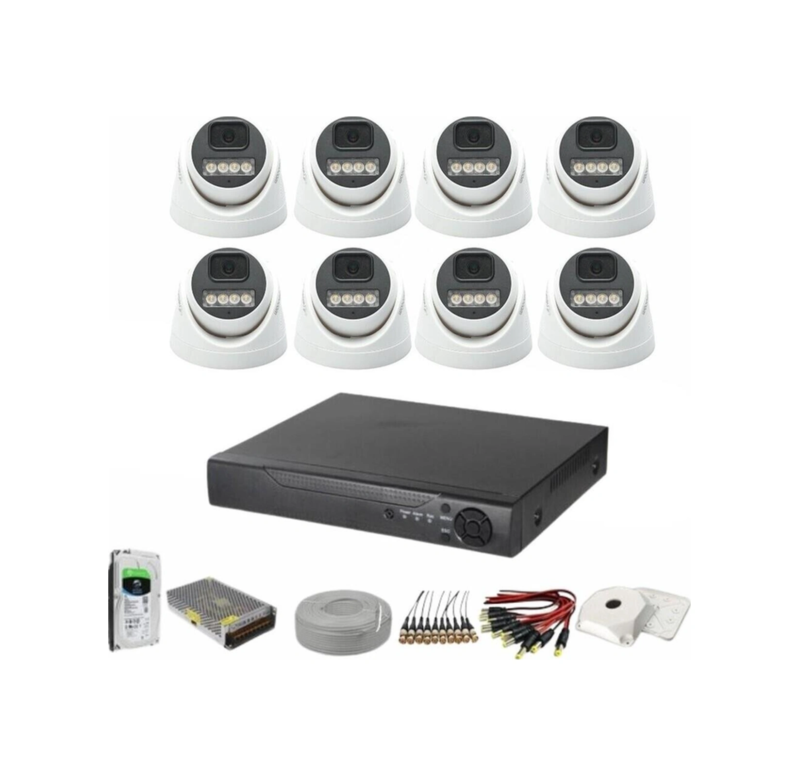 8'li Dome Kamera Seti 2mp 3.6mm Full Color Serisi-117409