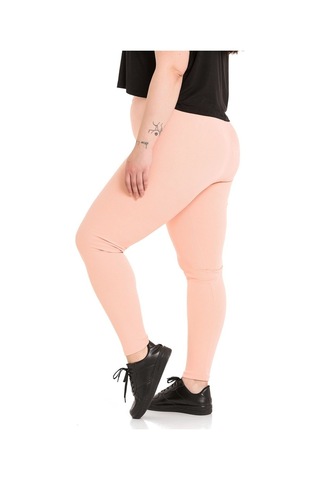 Büyük Beden Fitilli Beli Lastikli Bilekte Somon Bayan Tayt