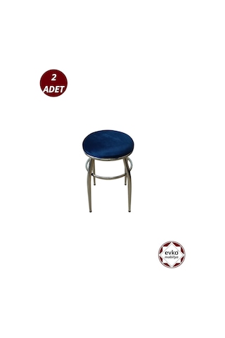 Evko Mobilya Tabure, Bar Taburesi, 2'li Tabure, Metal Ayaklı Tabure - Mavi
