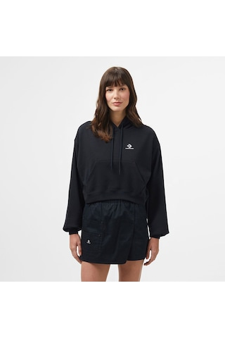 Converse Chuck Taylor Boxy Kadın Siyah Kapüşonlu Sweatshirt Siyah