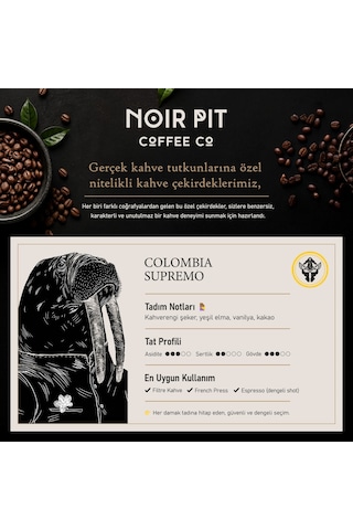 Noir Pit Coffee Co.colombia Supremo Ve Ethiopia Çekirdek Kahve 2x250 G Diğer