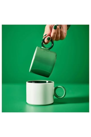 Ikea Pıggål Beyaz-yeşil 30 Cl Kupa Seti 2 Adet Beyaz - Yeşil