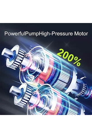 Primepickings Taşınabilir Lastik Şişirme 150psı Kablosuz Hava Kompresörü Usb Şarjlı Araç Bisiklet Motor Ve Spor Topları İçin Black