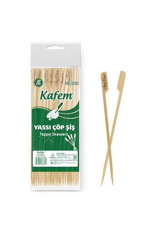 Kafem Yassı Çöp Şiş - Sunum Kürdanı 20 CM 50 Li x 10 Paket