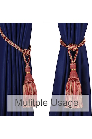 2'li Paket Karışık Kırmızı Perde Bağları Püsküllü Perde Bağları Halat El Yapımı Askılar Ev Ofis Otel Dekoratif Diğer
