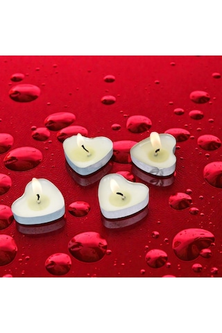 50 Adet Beyaz Kalpli Tea Light Mum Kalpli Beyaz Mum Kalpli Tealight Mum Yılbaşı Mumları Romantik Mum Beyaz