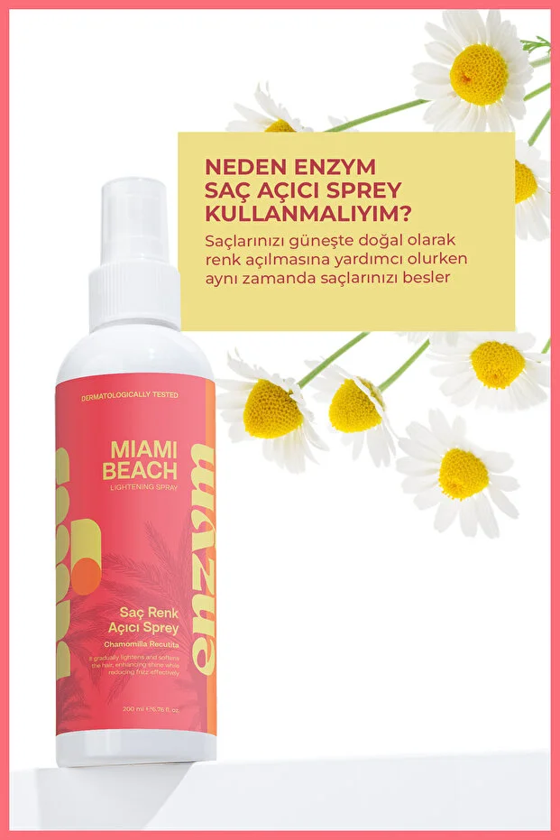 Enzym Cosmetics Miami Beach Renk Açıcı Saç Sprey 200 Ml Papatya Suyu