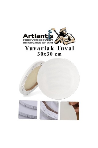 Yuvarlak Tuval 30x30 Cm 1 Adet Arkadan Zimbali Astarli Resim Tuvali Akrilik Boya Yagli Boya