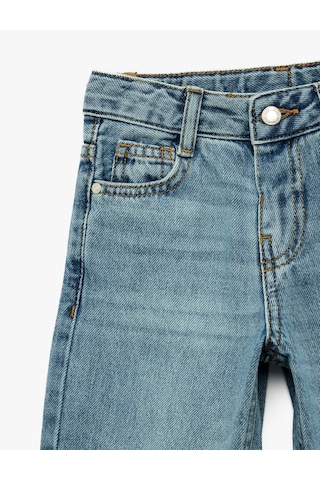 Koton Pamuklu Oversize Denim Pantolon Orta İndigo 7wmb40003td