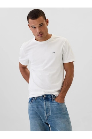 Gap 502022001 V-frch Everyday Soft Micro Logo Crew Erkek Tişört Beyaz