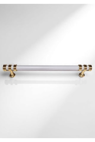 Nesli Alüminyum Metal Lüks Modern Mobilya Çekmece Mutfak Dolabı Kulpu Beyaz-altın 128mm Beyaz - Altın