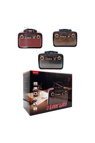 Nostaljik - 68 - Görünümlü Ahşap Radyo Tf Sd Usb Girişli Led - Ilkestor - Fener Işıklı