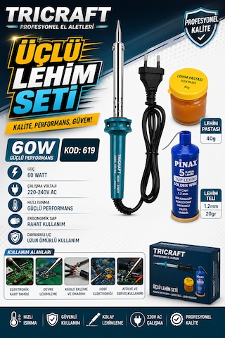Kalem Havya Seti Lehim Pastası+lehim Teli+havya 60 W Kod :619