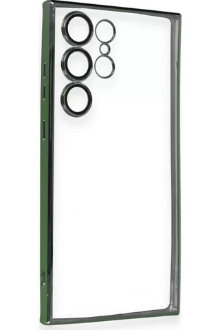 Newface Samsung Uyumlu Galaxy S23 Ultra Kılıf Razer Lensli Silikon - Yeşil Resimdeki