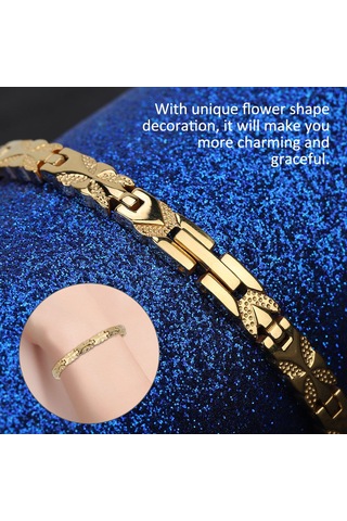 Tenfowee Stainless Steel Kadın Bileklik - Altın Renkli Çiçek Desenli, Dayanıklı Ve Renk Tutucu, Modern Stilde Günlük Kıyafetlere Uyumlu Hediyelik Gold