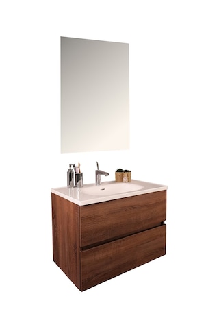 Kobos Simple 80 Cm Çekmeceli Banyo Dolabı Seti Miling Oak Ahşap