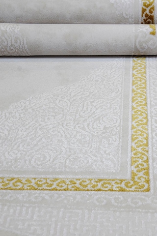 Kashe Halı Bella 4088 Gold Salon Halısı Oturma Odası Halısı Koridor Halısı Mutfak Halısı Modern Makine Halısı Krem - Gold