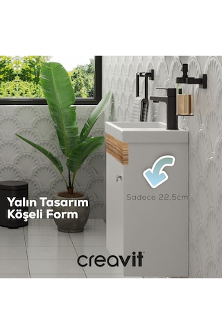 Creavit Elmas Lavabo Dolabı 45 Cm Beyaz-parlak Belly Beyaz - Legnano