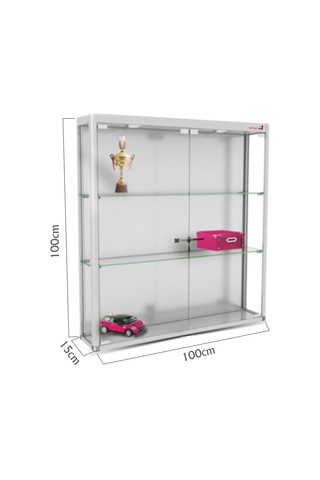 Camlı Vitrin - Cam Dolap - Camlı Koleksiyon Vitrini - Kurulu Ürün 100x100x20