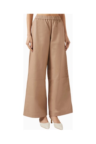 Represent Fuel Leather Pants, Lüks, Rahat Ve Şık Geniş Paça Deri Pantolon Bej