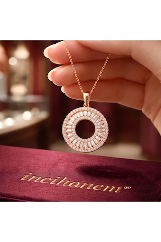 İncihanem Parıltı Çemberi Kolye Gümüş - Rose Gold